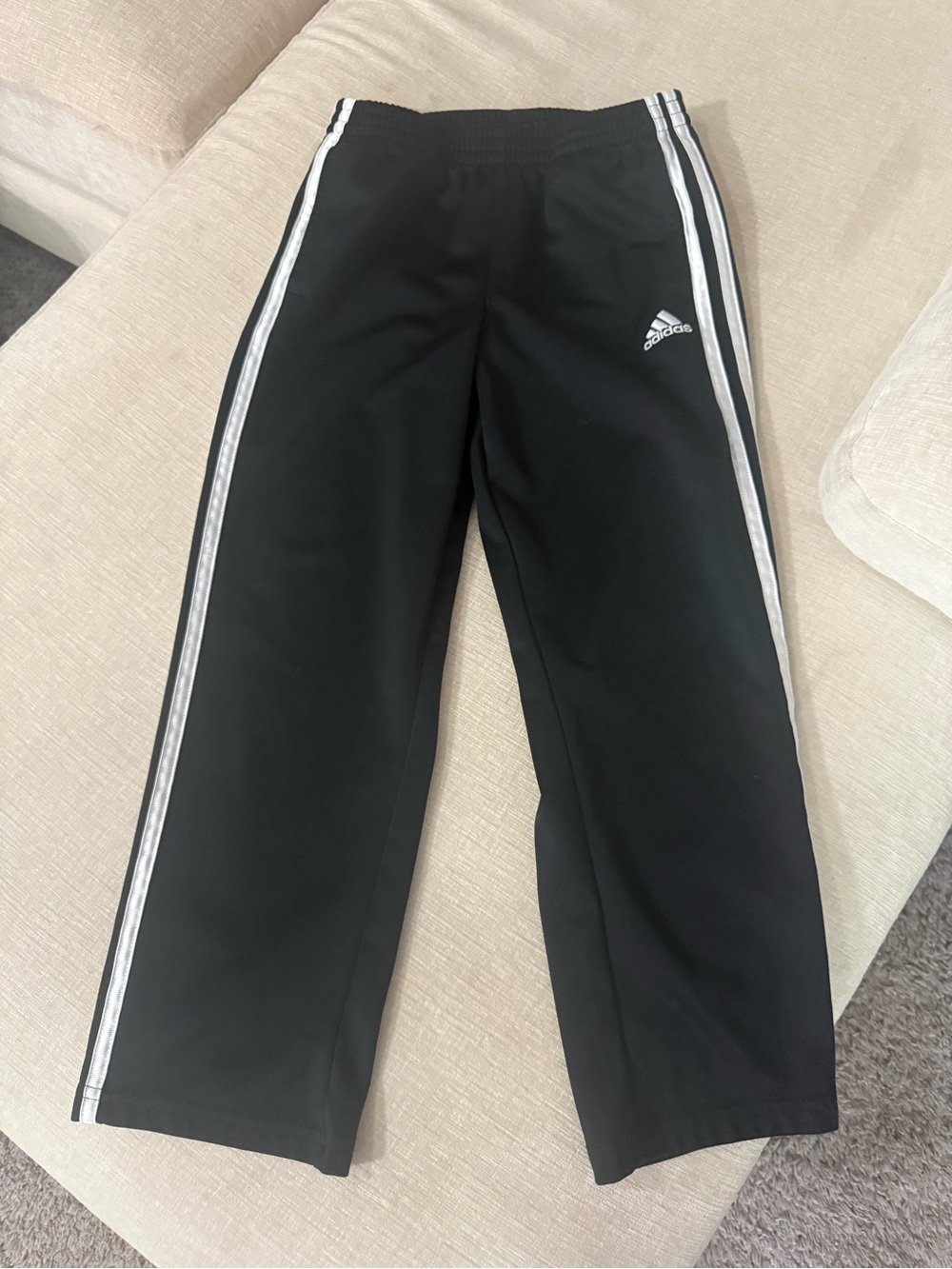 adidas Black Kids Joggers with White Side Stripes